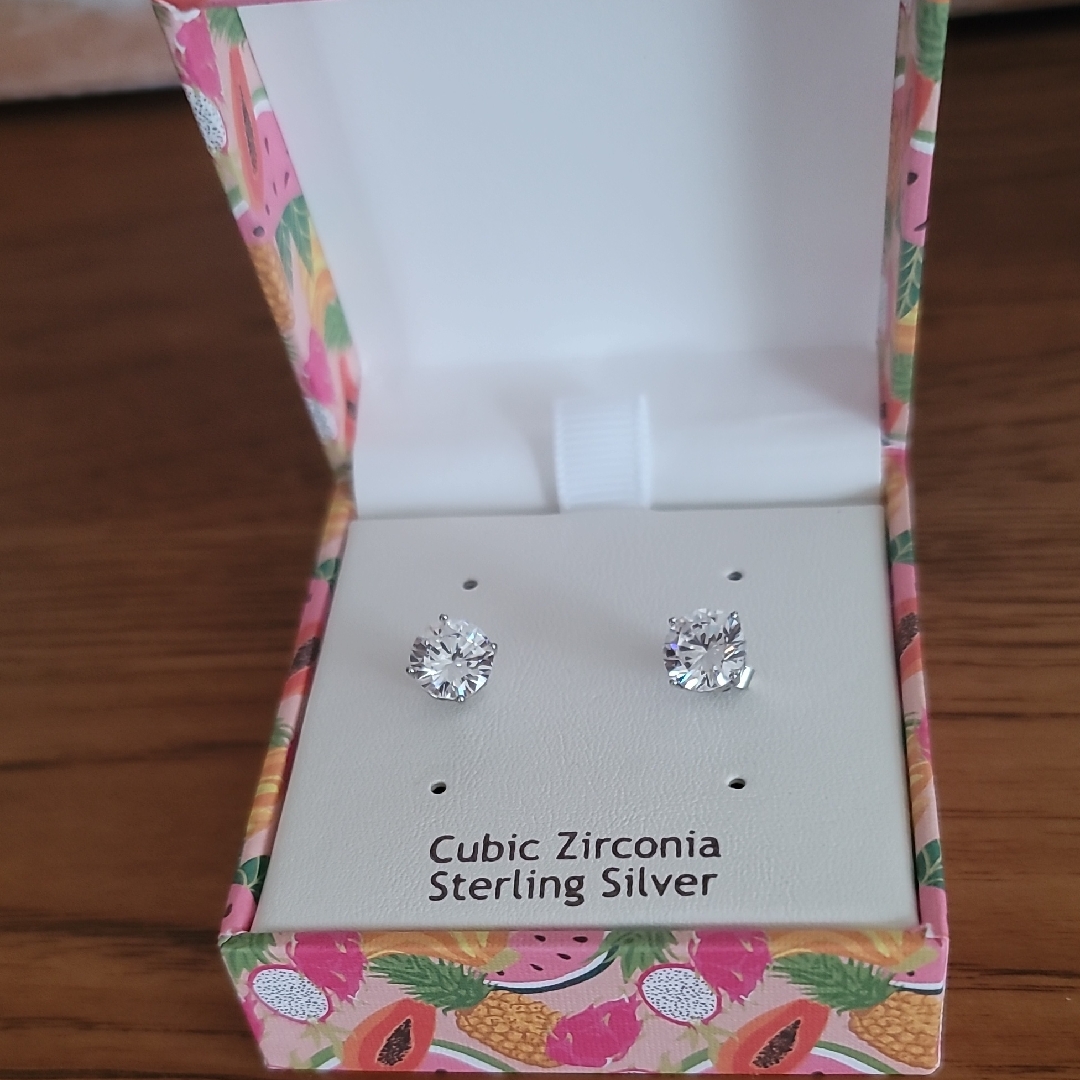 Cubic Zirconia Sterling Silver Stud Earrings